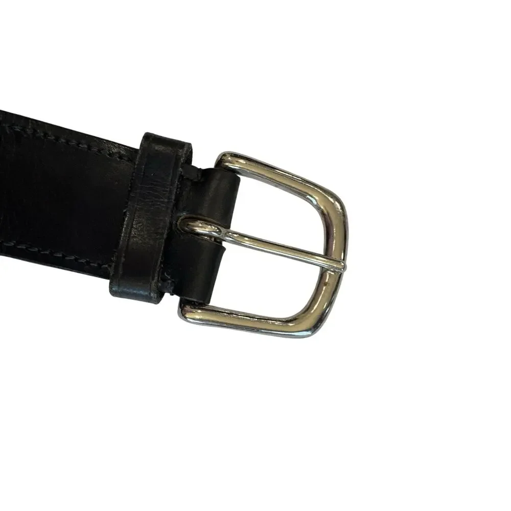 Ovation Riding Leather Equestrian Belt Black Silver Buckle English HJ Girls XL